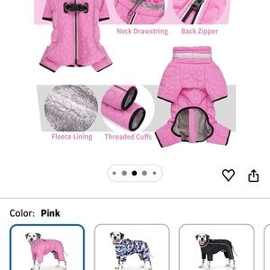 Pink Dog Jacket with Fleece Lining